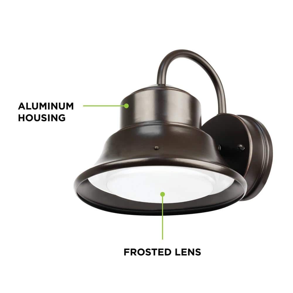 1000 Lumen Integrated LED Bronze Dusk to Dawn Bell Wall Light, 4000K - Hercitys