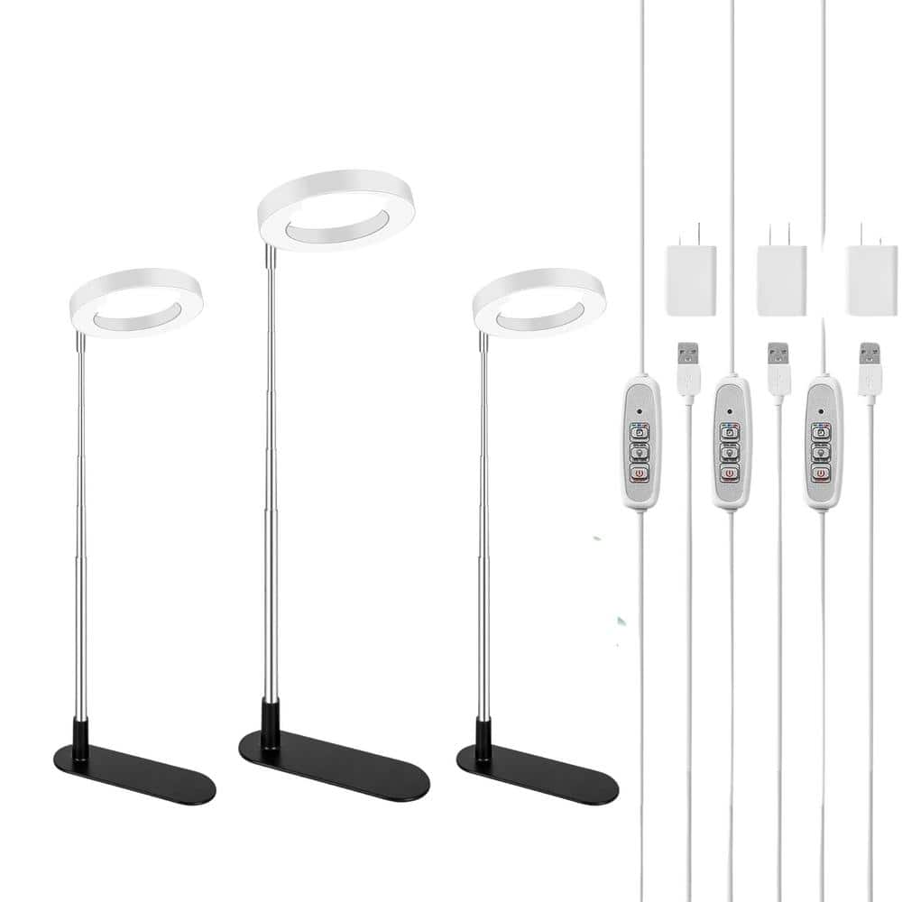 48 LEDs Full Spectrum Plant Grow Light for Indoor Plants with Automatic Timer, Dimmable Levels, Height Adjustable 3-Pack - Hercitys