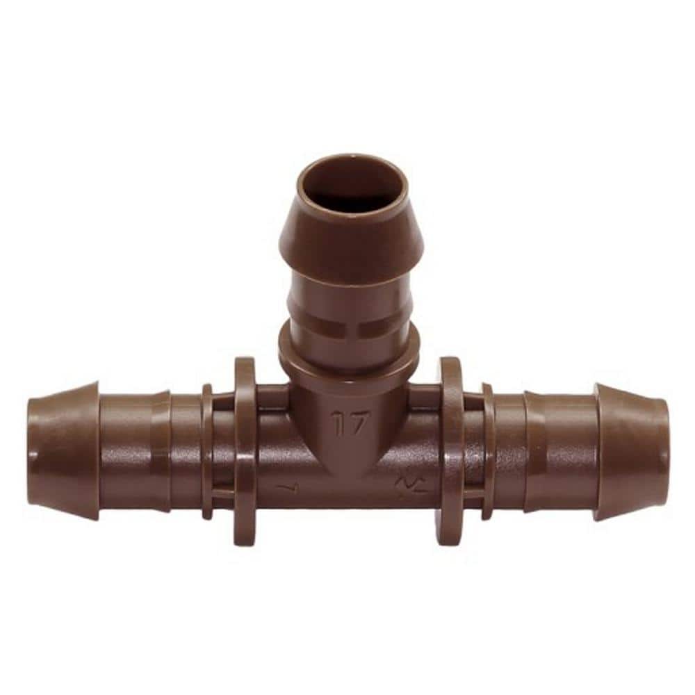 1/2 in. Barbed Tees for Drip Tubing, Brown (20-Pack) - Hercitys