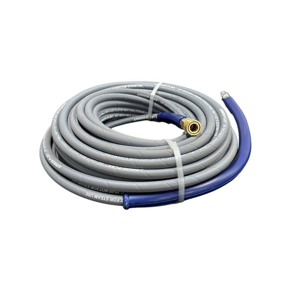 3/8 ft. x 100 ft. Gray Pressure Washer Replacement Hose, Non-Marking with Quick Disconnects - Hercitys