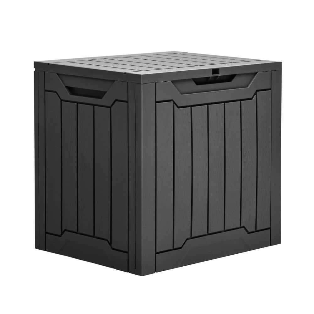 30 Gal. Outdoor Patio Deck Box, Weatherproof Resin Deck Box with Lockable Lid, Black - Hercitys
