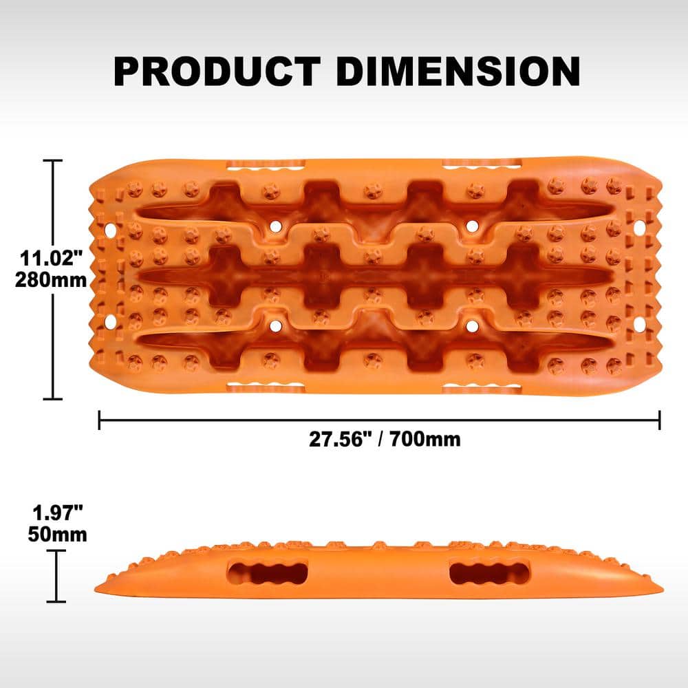 27 in. Off-Road Traction Boards, Recovery Tracks, and Traction Mat Set: Ideal for Snow, Mud and Sand Rescue, Orange - Hercitys
