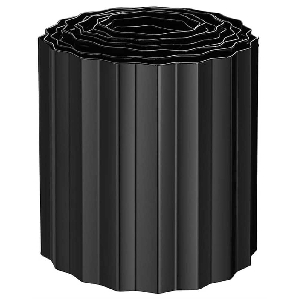 10 in. x 20 ft. Corrugated Metal Garden Edging Black Durable Hemmed Safety for Lawn Flower Bed Fence - Hercitys