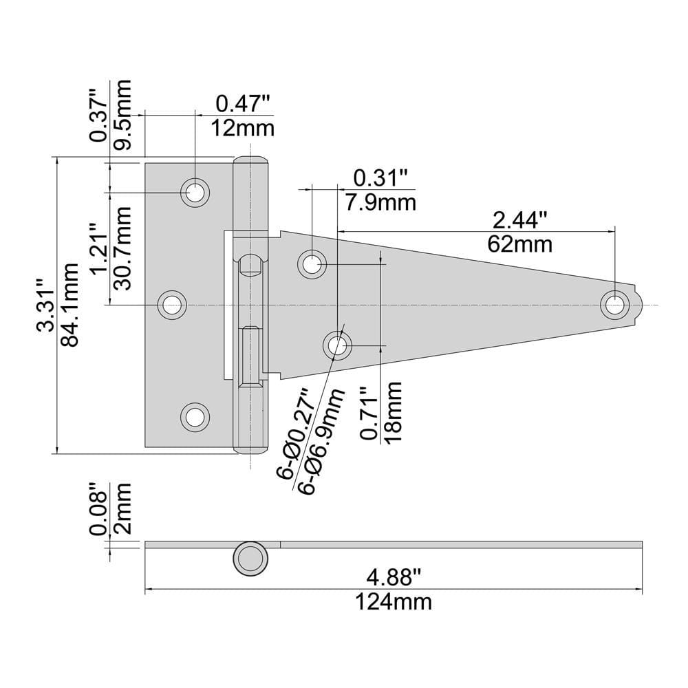 4 in. Stainless Steel Heavy-Duty Gate Tee Hinge - Hercitys