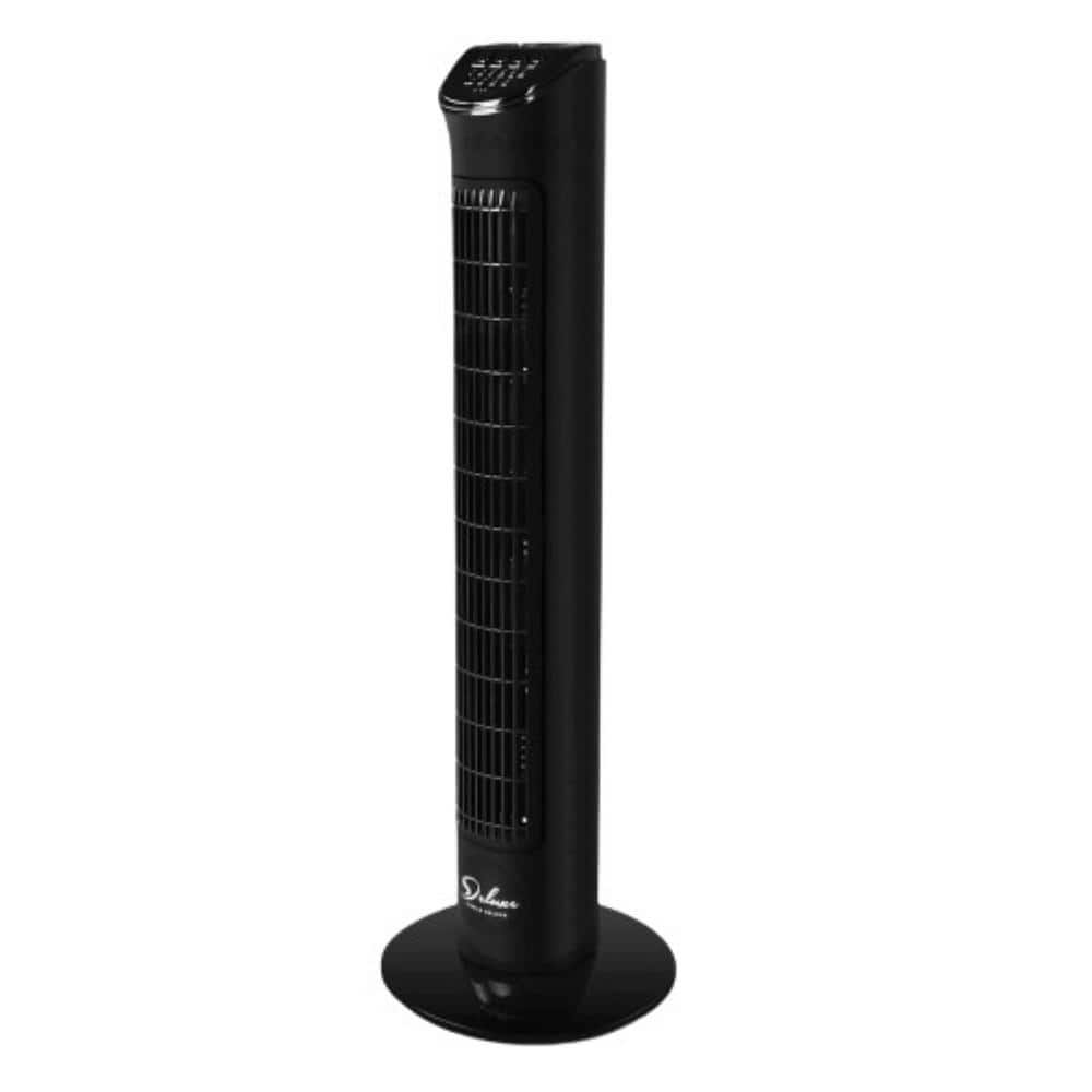 32 in. 3 Fan Speeds Tower Fan in Black Finish Electric Oscillating 3-Modes, 9-Air Flow Settings with Remote Control - Hercitys
