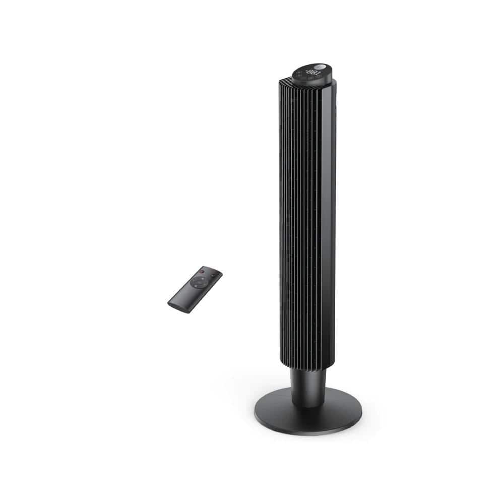 43 in. 5 Fan Speeds Tower Fan in Black with Handy Remote and Timer - Hercitys