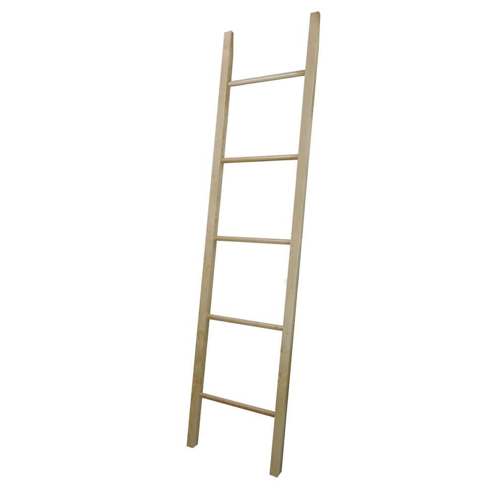 19 in. W x 1.75 in. D Natural New Decorative Ladder with Solid Walnut Shelving Unit - Hercitys
