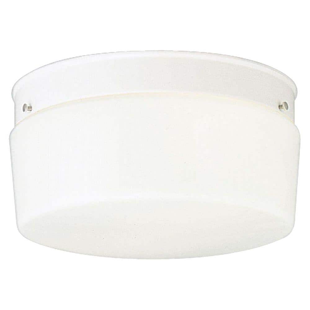 2-Light White Flush Mount with White Glass - Hercitys
