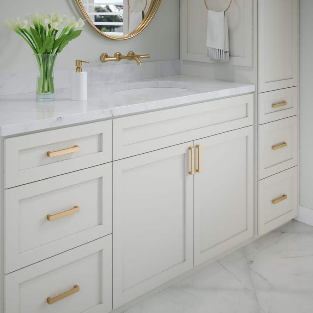 10-Pack Redmond 5-1/4 in. (133 mm) Center-to-Center Modern Satin Brass Bar Drawer Pull - Hercitys