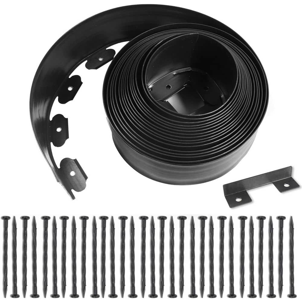 4 in. x 33 ft. No Dig Landscape Edging with 30-Spikes for Gardens, Lawns, and Flower Beds - Hercitys