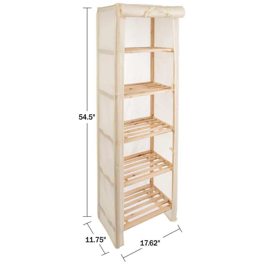 5-Tier Wooden Shelving Unit with Removable Cover - Hercitys