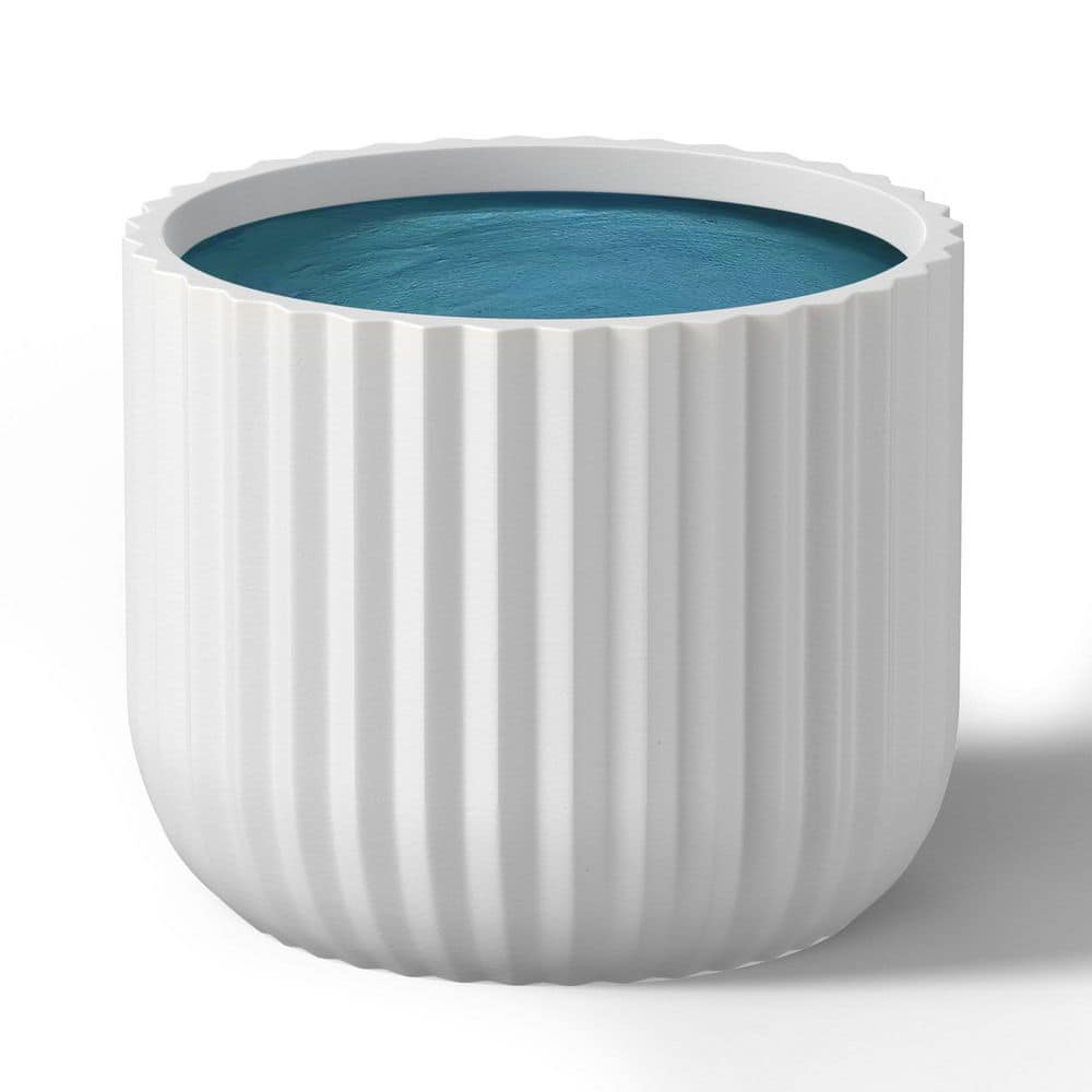 11.5 in. Medium Crisp White(Premium Inner) Concrete Round Planter / Pot with Drainage Holes - Hercitys