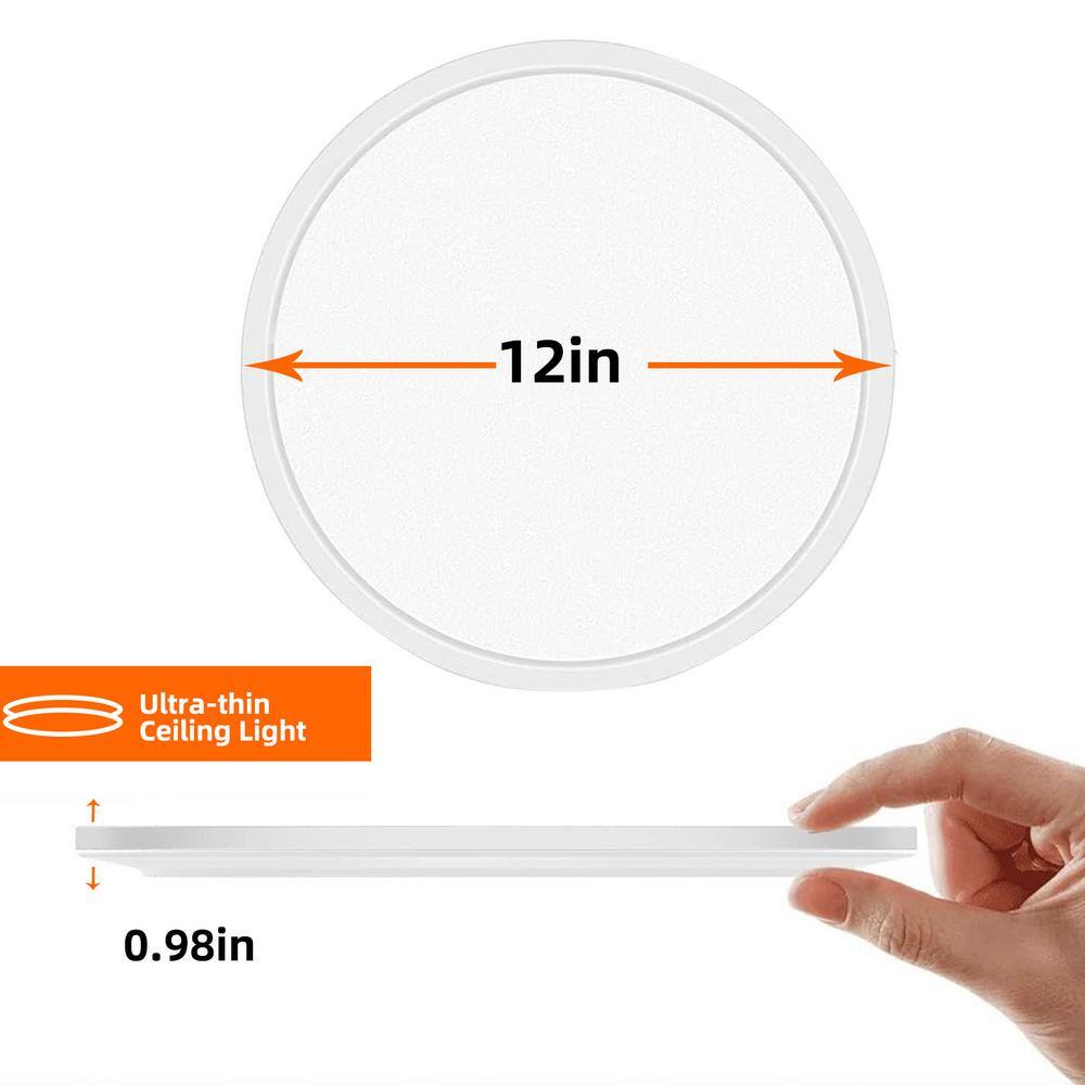 12 in. 28-Watt Dimmable White Integrated LED 3600 Lumens Round Flat Panel Ceiling Flush Mount with 3CCT Adjustable 2Pack - Hercitys