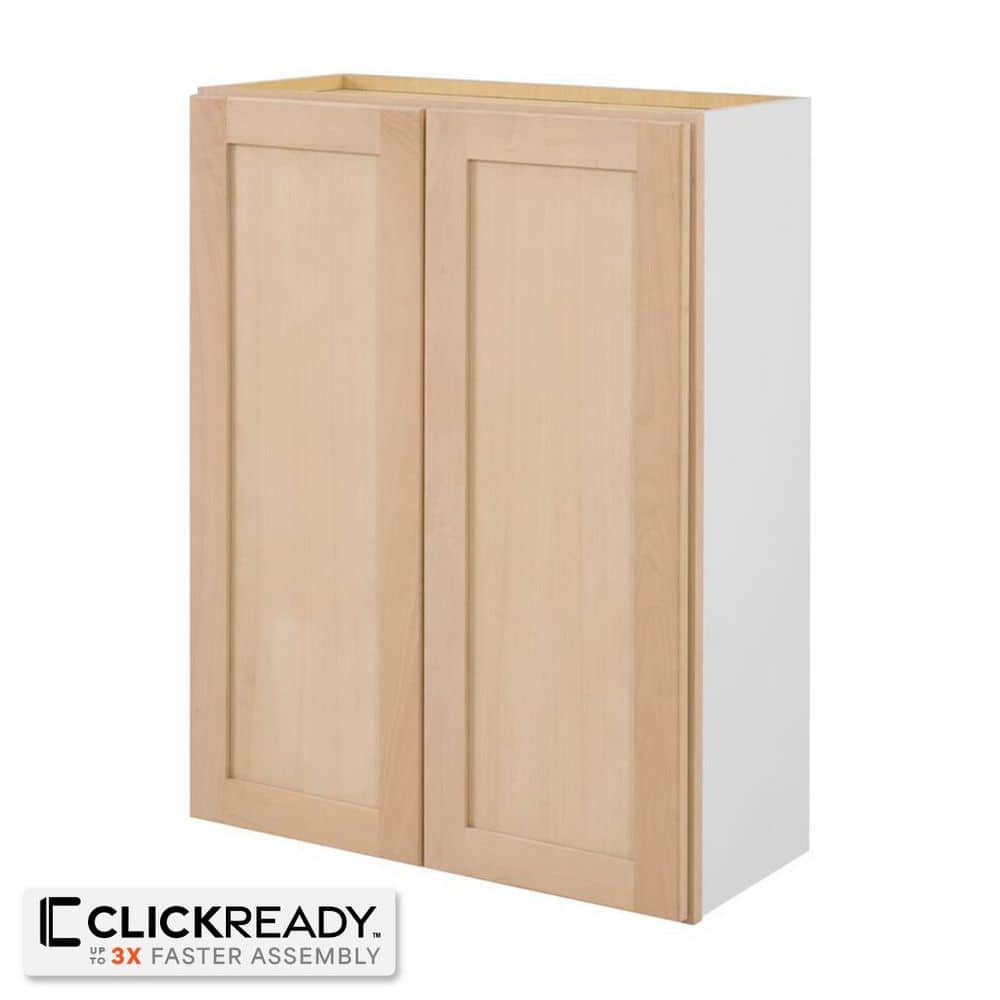 27 in. W x 12 in. D x 36 in. H Ready to Assemble Wall Kitchen Cabinet in Unfinished with CLICKREADY Technology - Hercitys