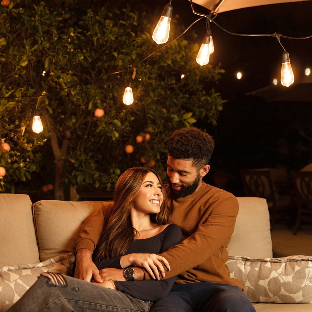 12-Light 24 ft. Outdoor/Indoor Black Plug-in ST64 Novelty Bulb LED String Light - Hercitys