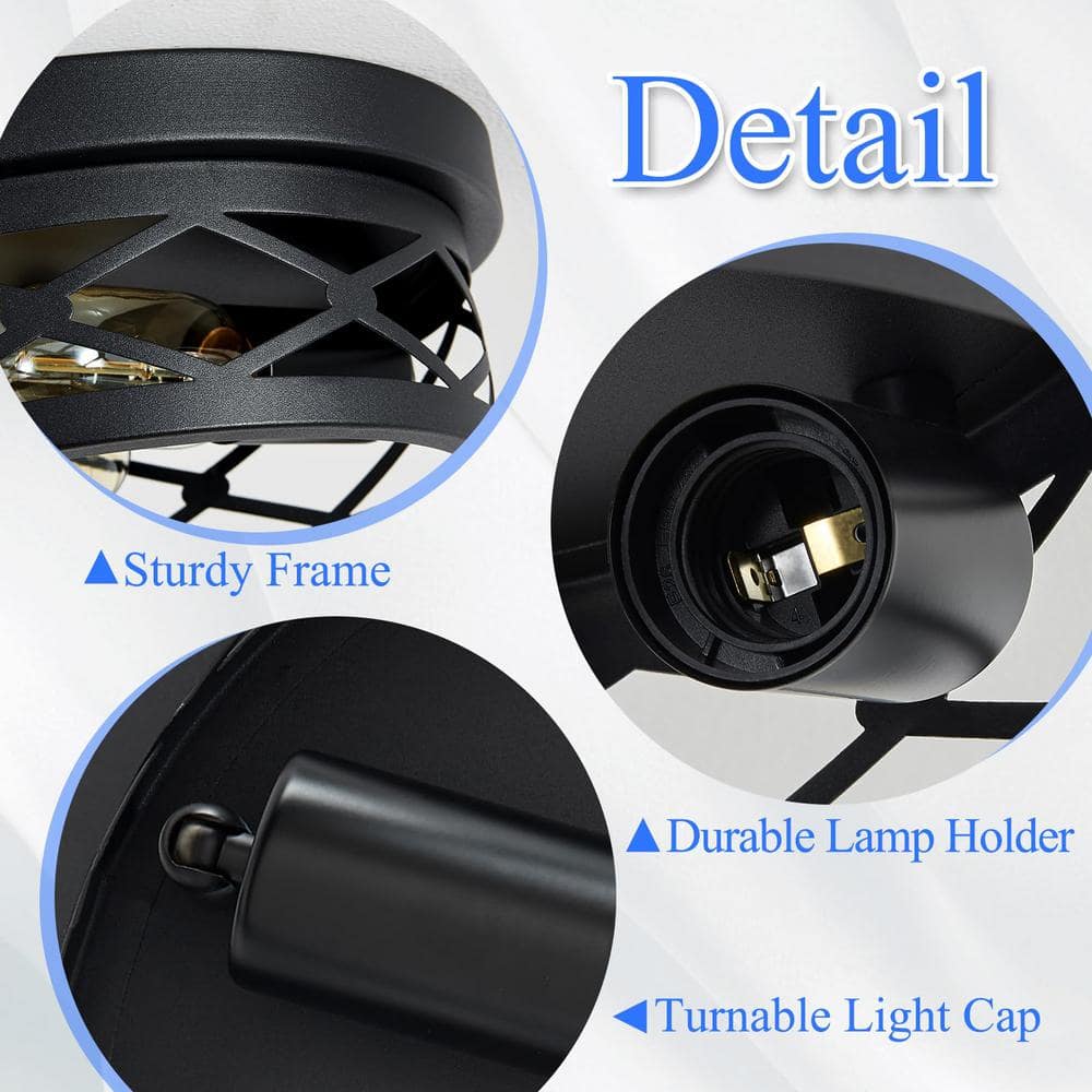 10.7 in. 2-Light Farmhouse Black Flush Mount Ceiling Light with No Bulbs Included (2-Pack) - Hercitys