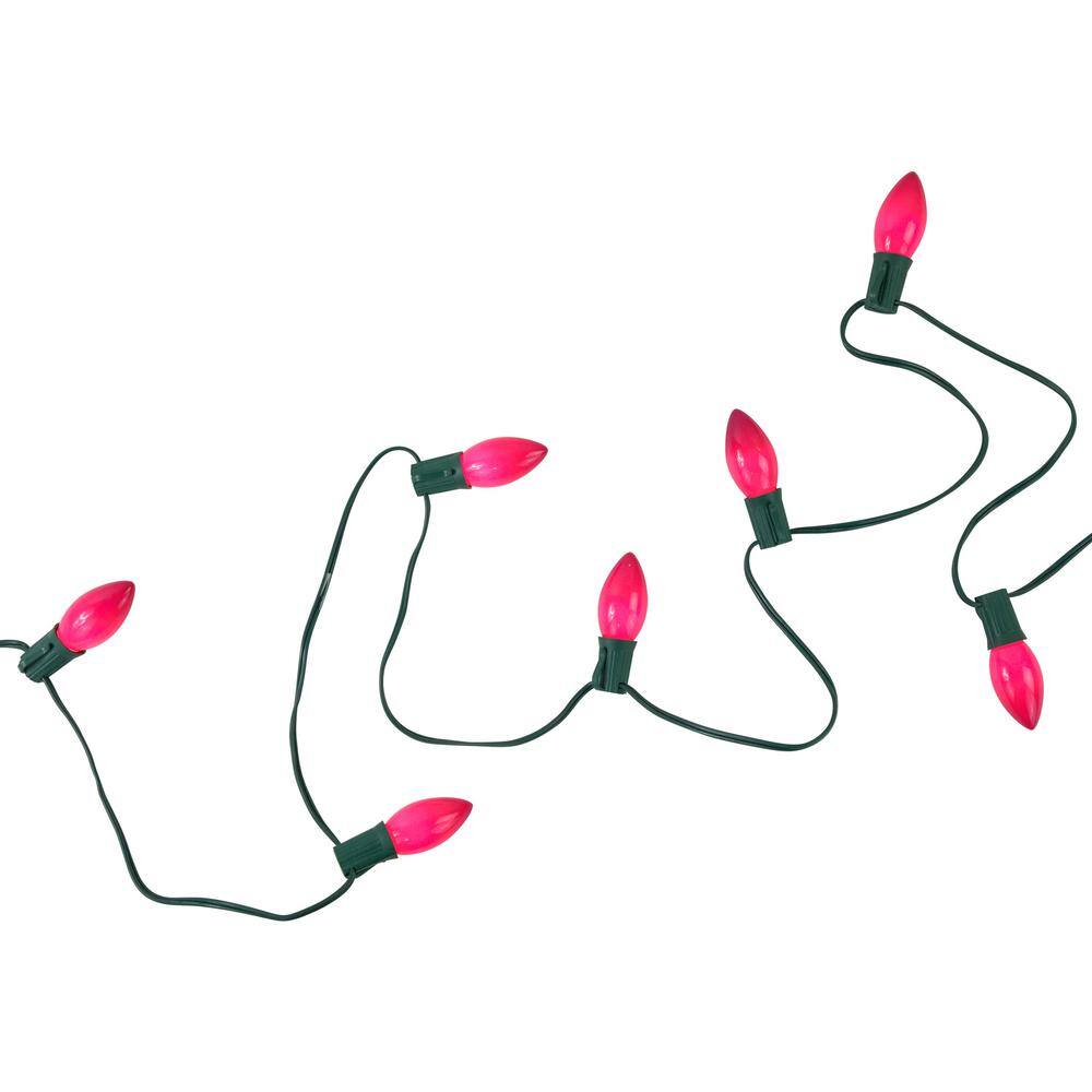 25-Light Opaque Pink Purple C9 Christmas Lights with Green Wire - Hercitys