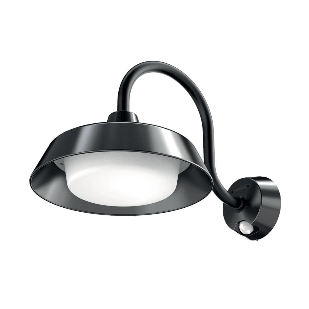 150-Watt Equivalent Integrated LED Black Outdoor Wall Mounted Motion Sensing Solar Powered Barn Area Light, 5000K - Hercitys