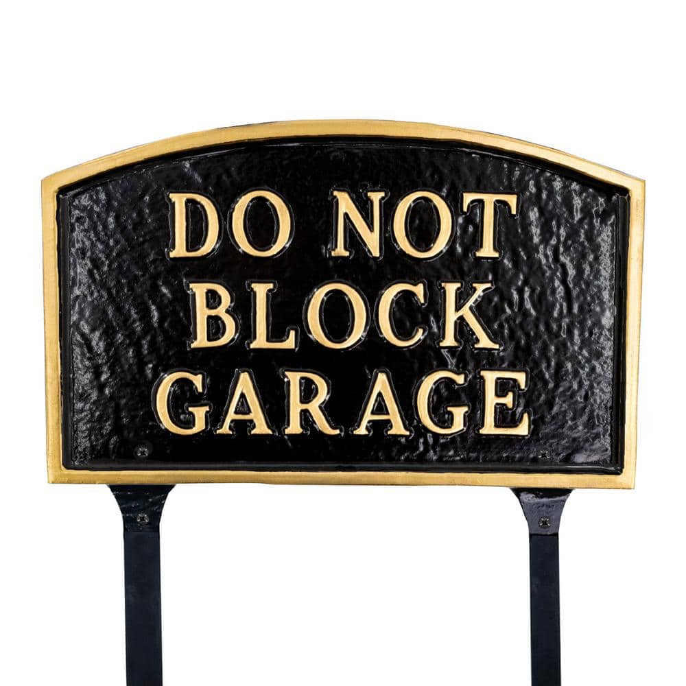 13 in. x 21 in. Large Arch Do Not Block Garage Statement Plaque Sign with Lawn Stakes – Black/Gold - Hercitys
