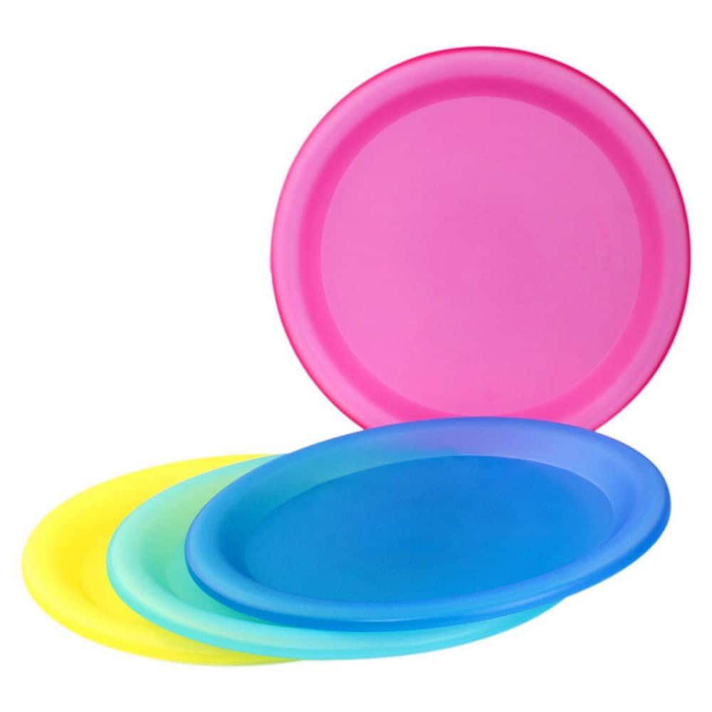 10 in. Colorful Plastic Reusable Dinner Plates (Set of 4) - Hercitys