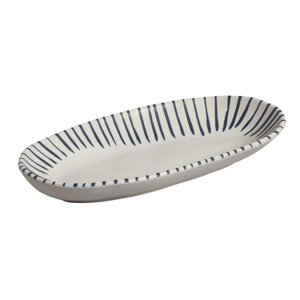 12.59 in. Elemento Multi-Colored Stoneware Deep Oval Platter Large Organic (Set of 4) - Hercitys