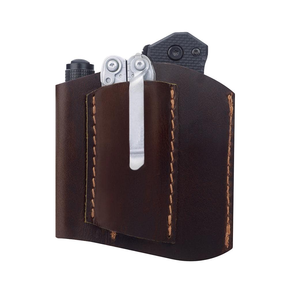 3.5 in. Standard Small and Medium Burgundy Full-Grain Leather Tool Organizer - Hercitys