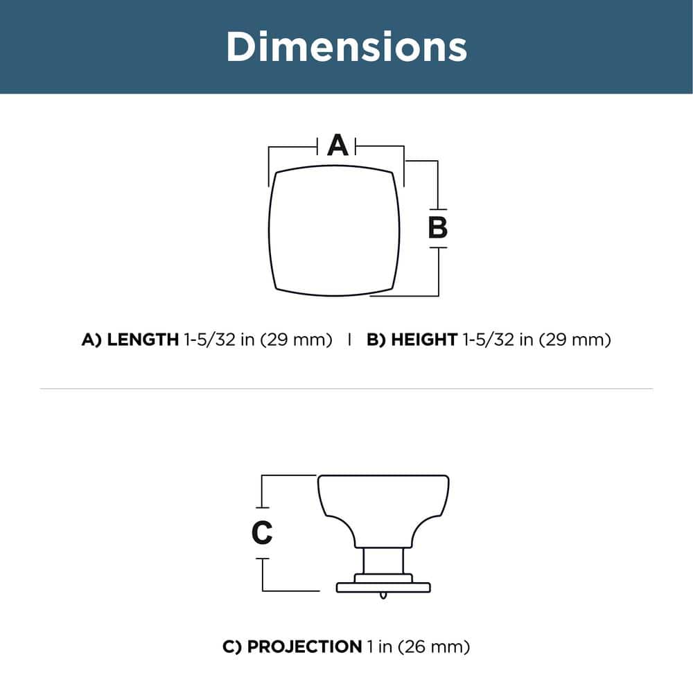 (10-Pack) Webber 1-1/8 in. (29 mm) Classic Brushed Nickel Square Cabinet Knobs - Hercitys