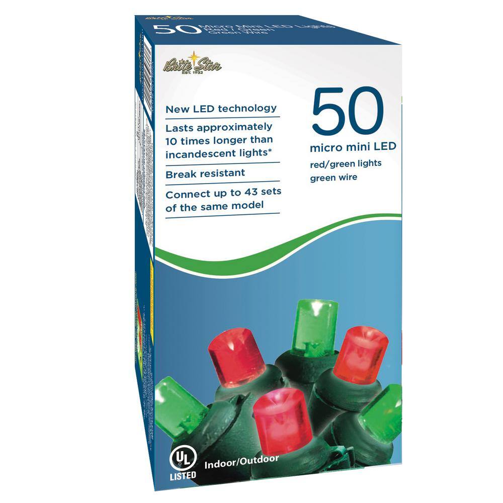 17 ft. 50-Count LED Red/Green Christmas Micro Mini Lights - Hercitys