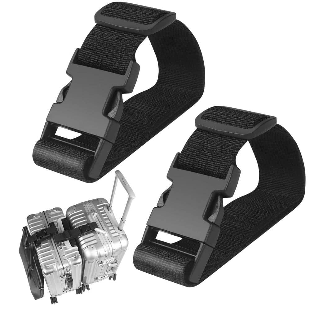22 in. Bag Luggage Straps for Buckle Connecting Two Suitcases or Smaller Packages Togetherr, Black (2-Pack) - Hercitys