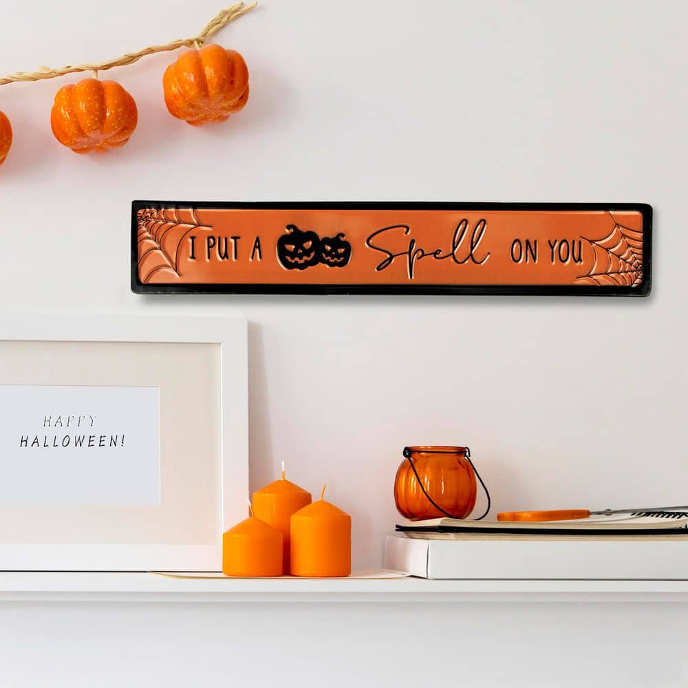 20 in. Orange and Black “I Put a Spell on You” Halloween Wall Sign - Hercitys