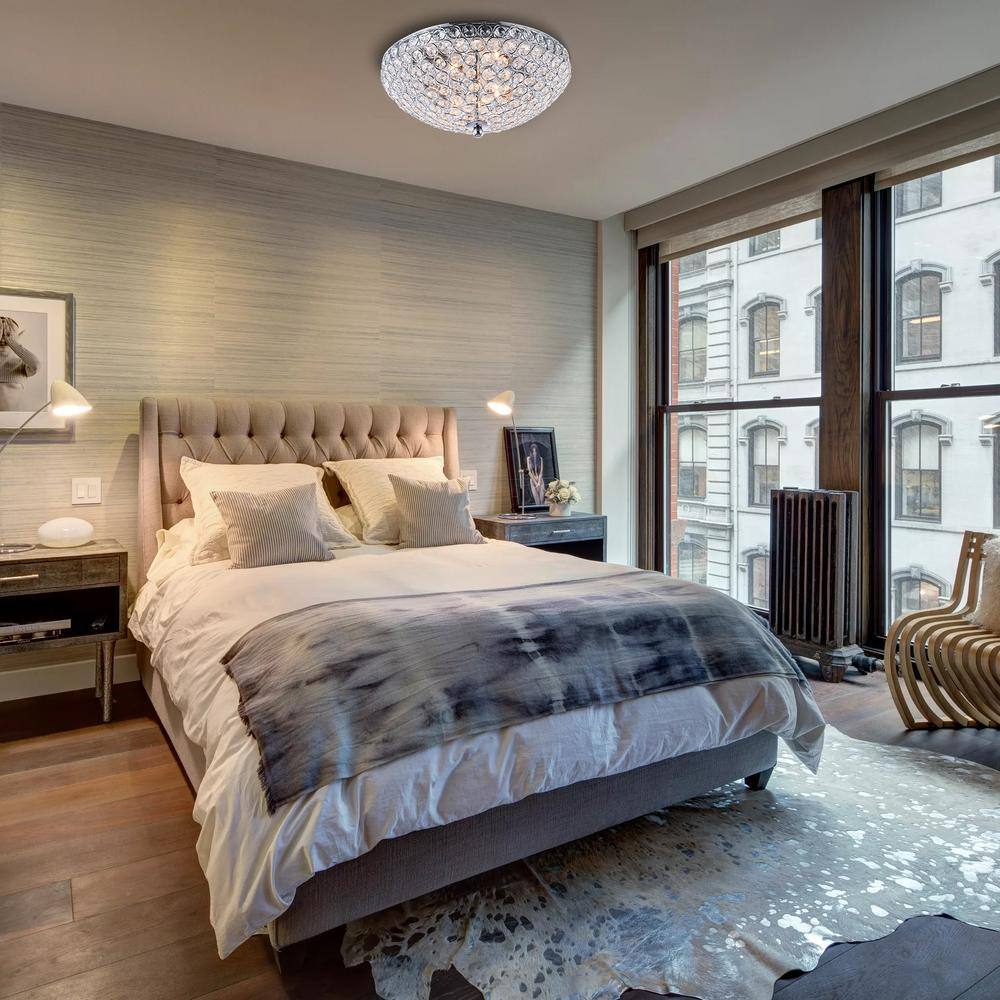 12 in. 2-Light Chrome Crystal Flush Mount - Hercitys