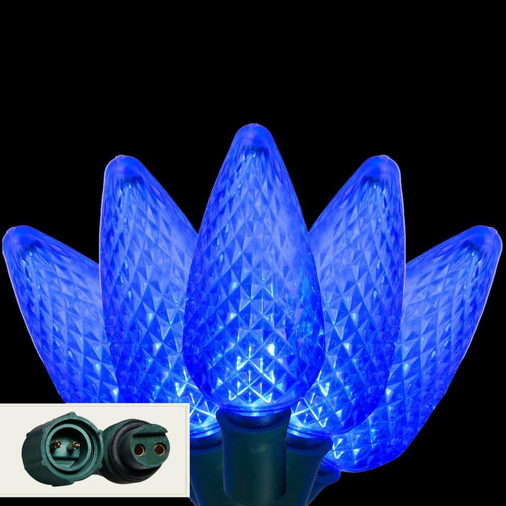 24 ft. 25-Light LED Blue Commercial C9 String Lights with Watertight Coaxial Connectors - Hercitys