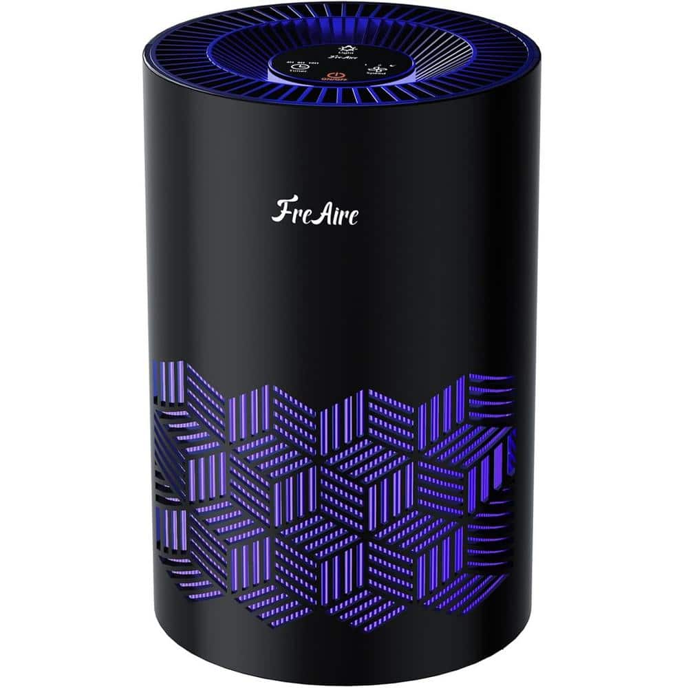 215 sq. ft. HEPA Air Purifier for Bedroom with RGB Lights, for Dust Pets, Smoke and Smell in Black - Hercitys