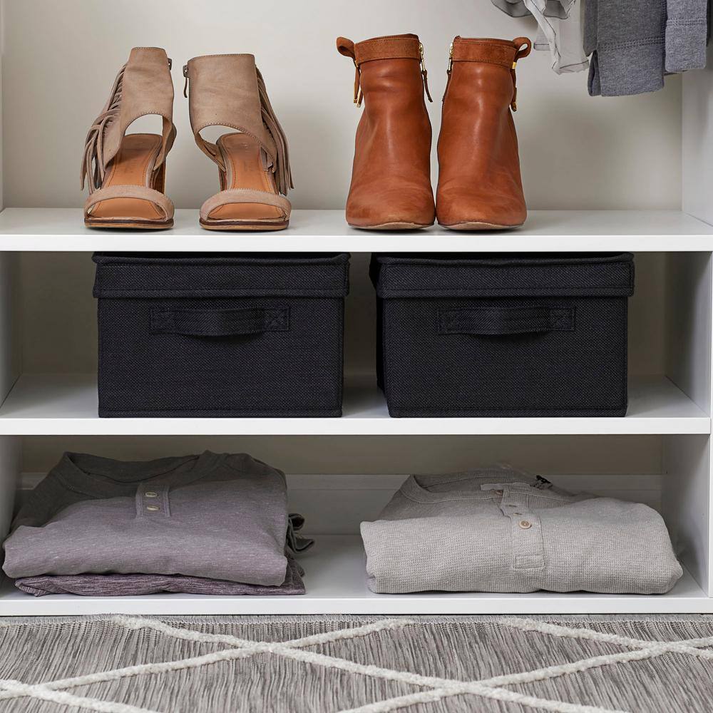 2.8 Gal. Medium Fabric Storage Bins Storage Box with Fully Removable Lid Luxe Black Fabric (2-Pack) - Hercitys