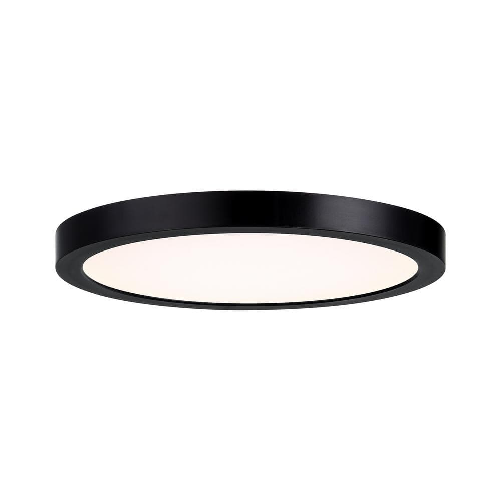 10 in. 20-Watt Modern Black Integrated LED Flush Mount with Clear Shade - Hercitys
