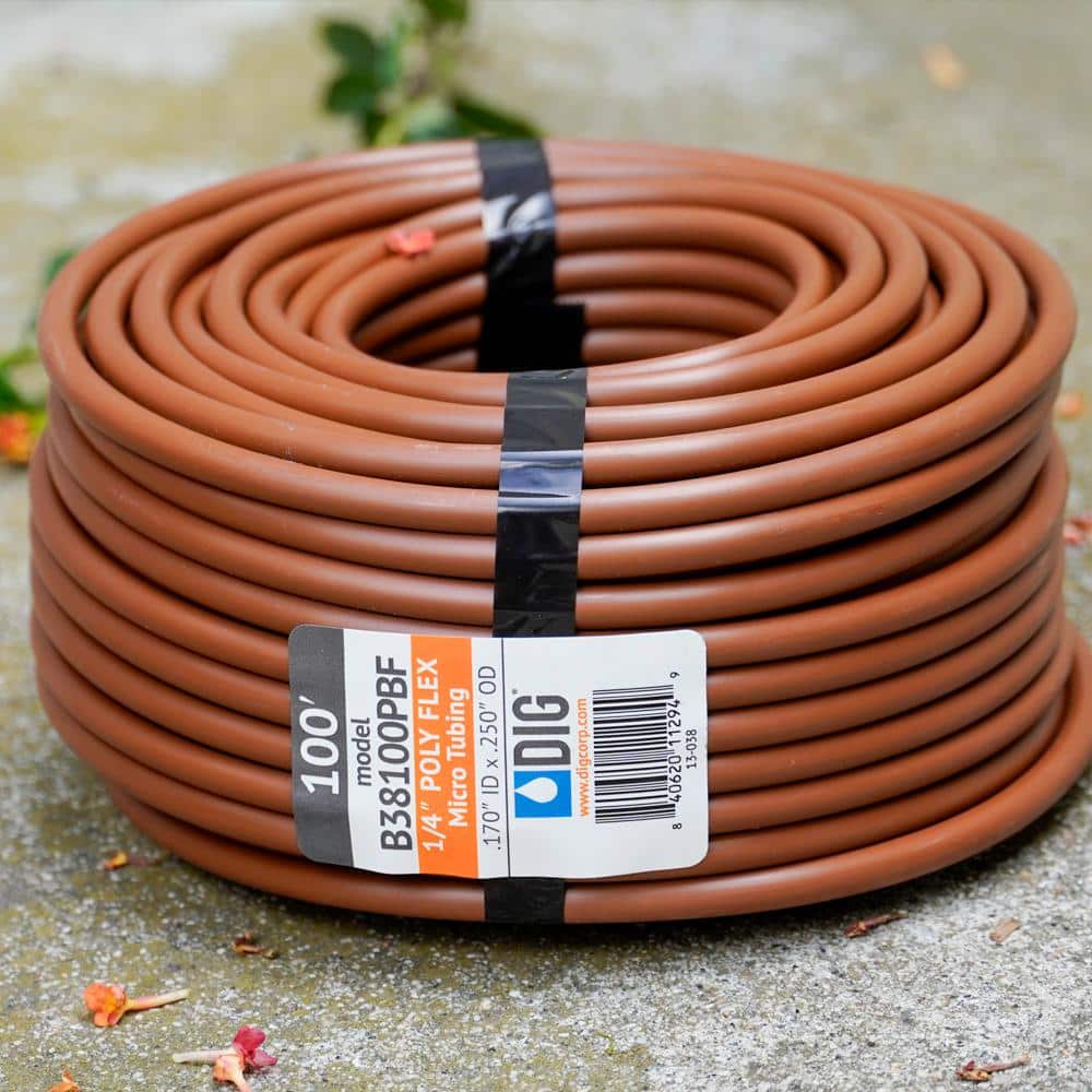 1/4 in. x 100 ft. Poly Flex Micro Tubing Roll, Brown - Hercitys
