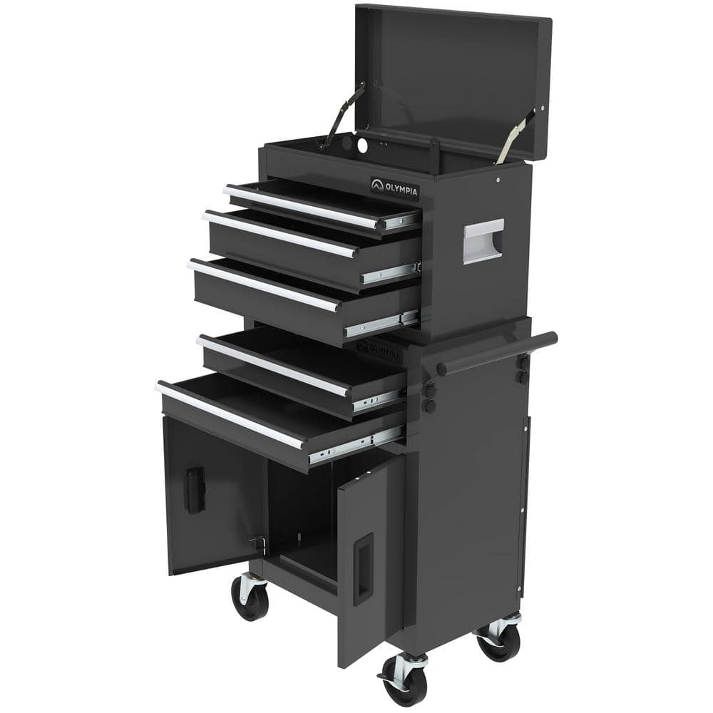 20 in. W x 12 in. D 5-Drawer Steel Tool Chest and Cabinet Combo with Power Outlets - Hercitys