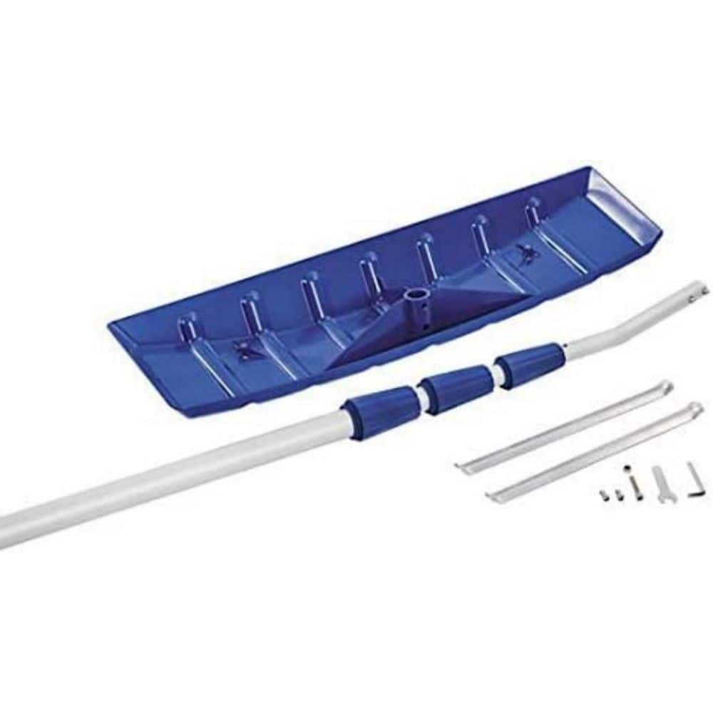 252 in. Polypropylene Telescopic Handle, with a 25 in. Aluminum Bladder Tablet Snow Shovel Roof Rake in Blue - Hercitys