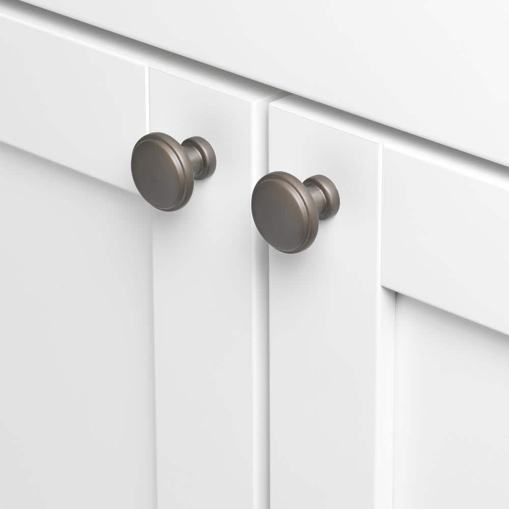 1-1/8 in. Graphite Finish Round Ring Classic Cabinet Knob (10-Pack) - Hercitys