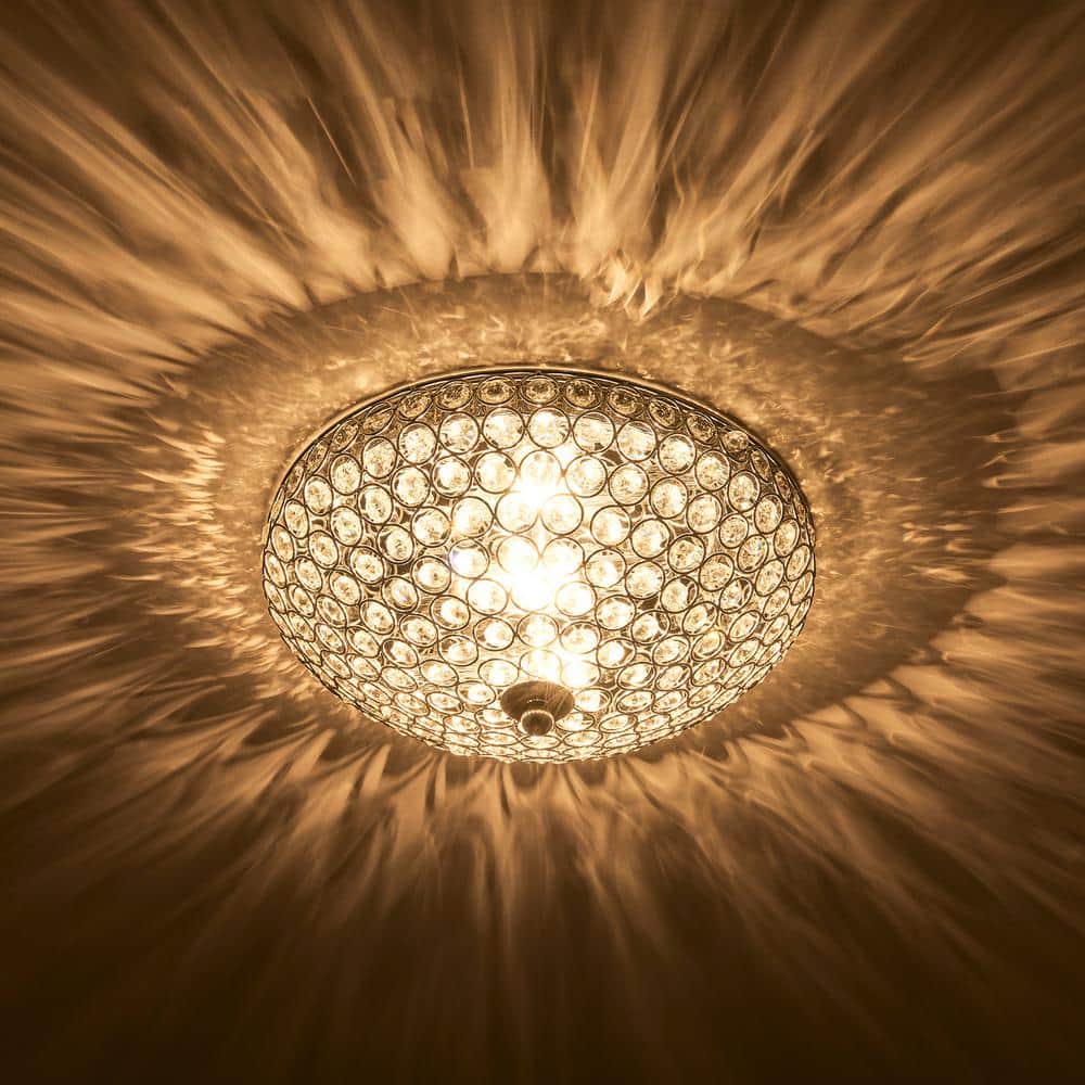 12 in. 2-Light Chrome Crystal Flush Mount - Hercitys