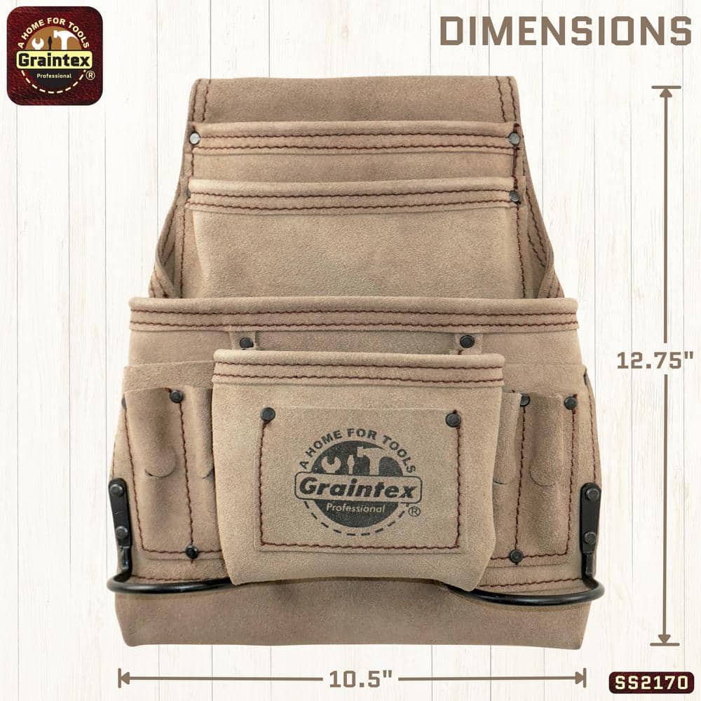 10-Pocket Suede Leather Nail and Tool Pouch - Hercitys