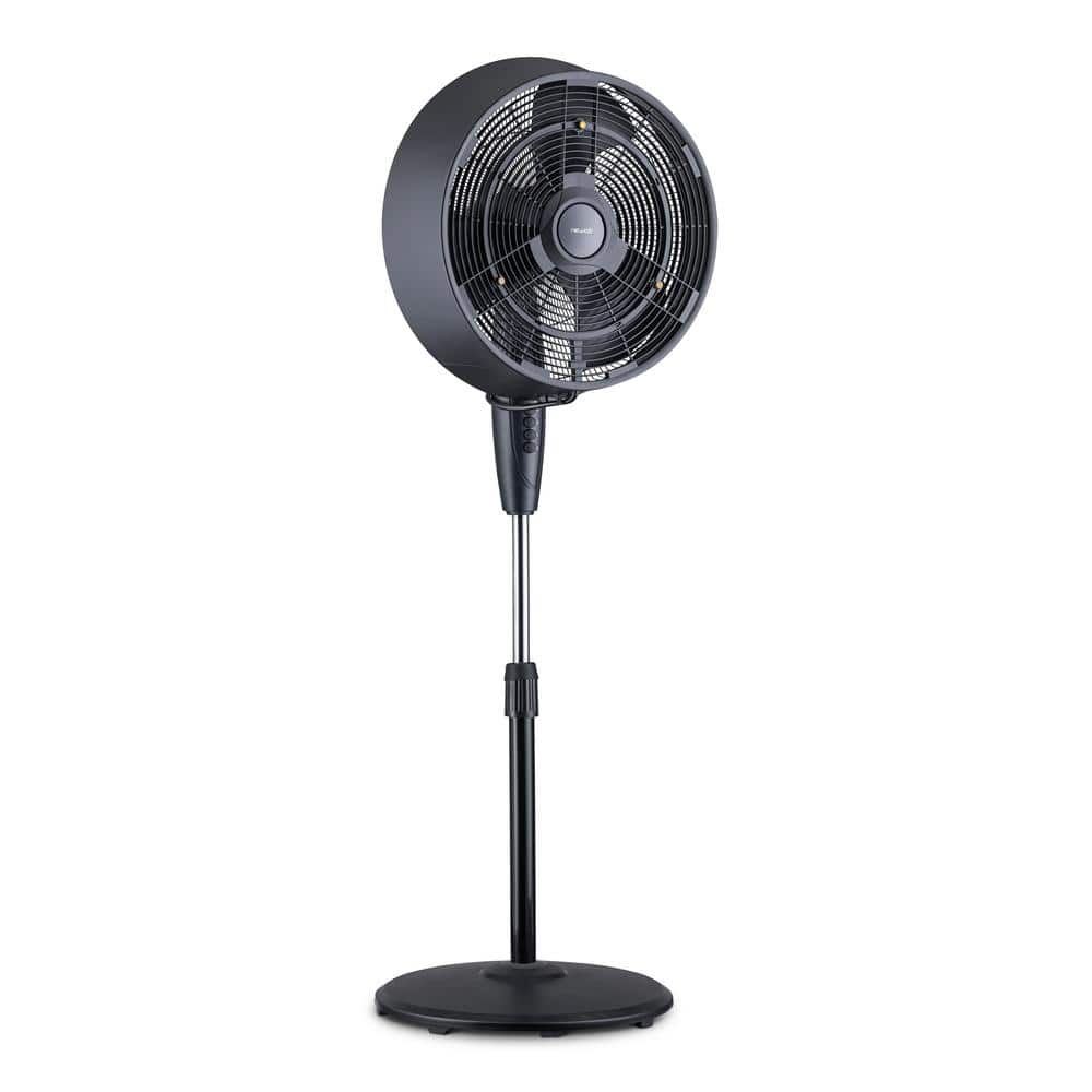 18 in. 3-Speed Wide-Angle Oscillating Outdoor Misting Fan and Pedestal Fan for Cool Down 500 sq. ft. – Black - Hercitys