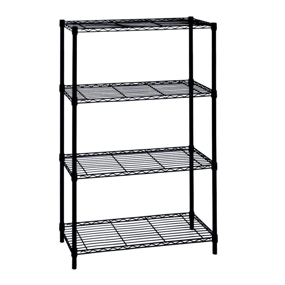 4-Tier Steel Wire Shelving Unit in Black (36 in. W x 54 in. H x 14 in. D) - Hercitys