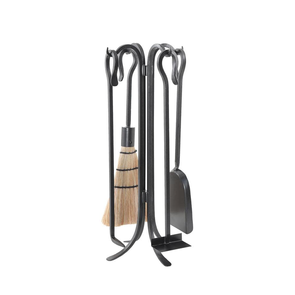 22 in. Tall 5-Piece Graphite Shepherd’s Hook Mini Fireplace Tool Set - Hercitys
