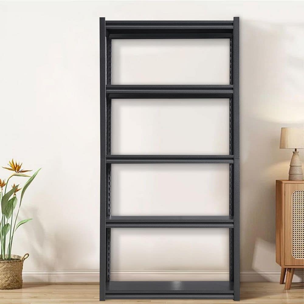 5-Shelf Metal Shelves Pantry Organizer Storage Adjustable Garage Industrial Shelving Unit Storage Utility Rack, Black - Hercitys