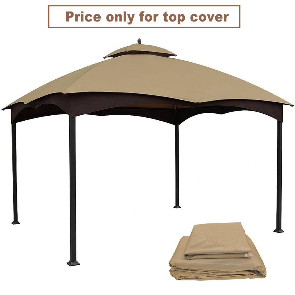 10 ft. x 12 ft. Outdoor Patio Gazebo Replacement Canopy in Beige - Hercitys