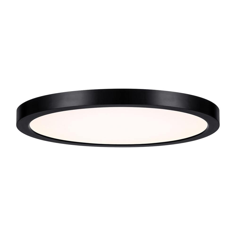 10 in. 20-Watt Modern Black Integrated LED Flush Mount with Clear Shade - Hercitys
