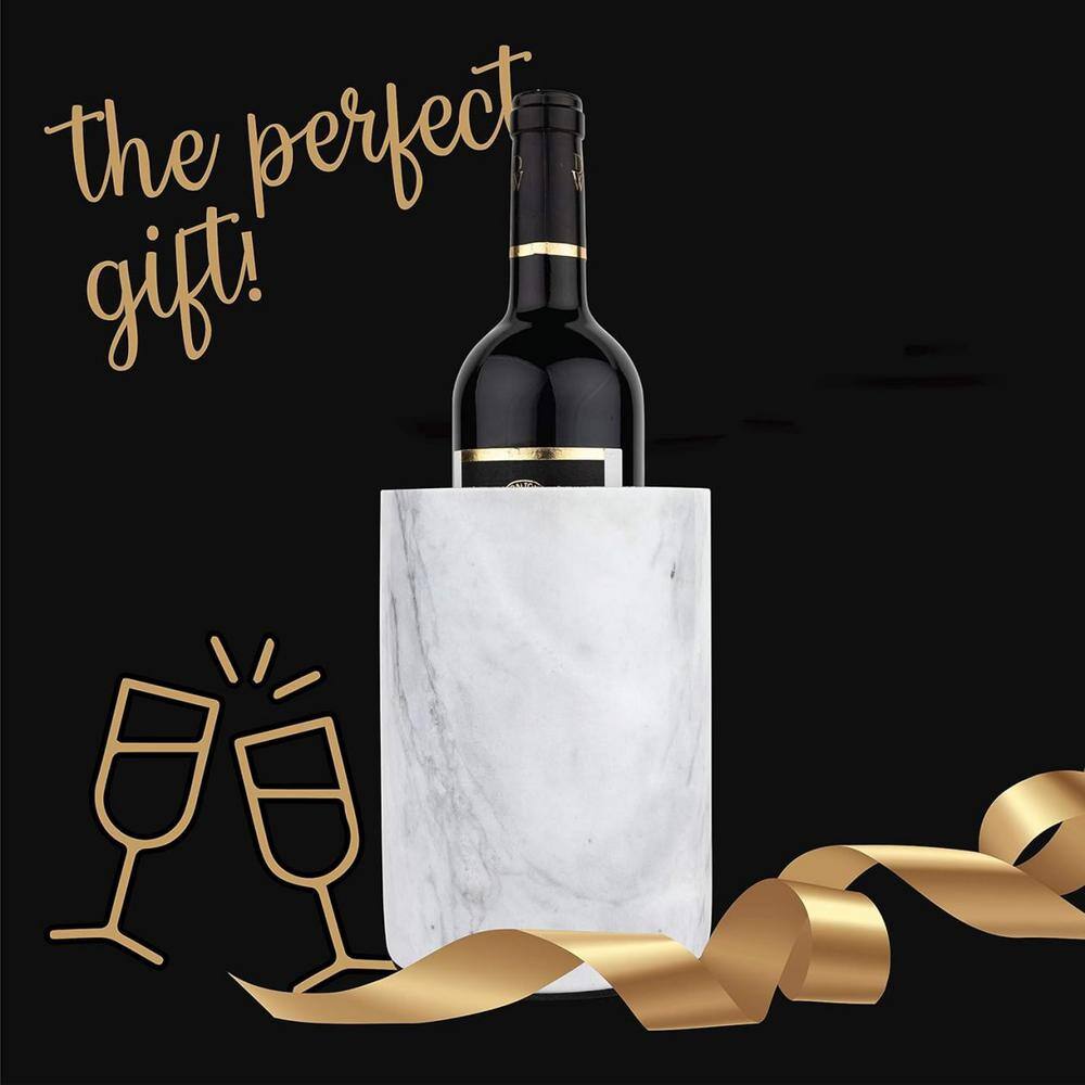 0.79 Qt. Marble Wine Chiller-1-Bottle Capacity-White-Stone-Kitchen Cooler - Hercitys