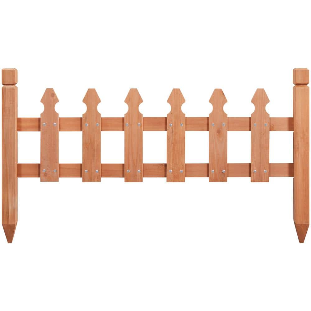 11.5 in. H x 35.5 in. W Rustic Wood Garden Fence Pricket Fencing Border Set of 5 Products - Hercitys