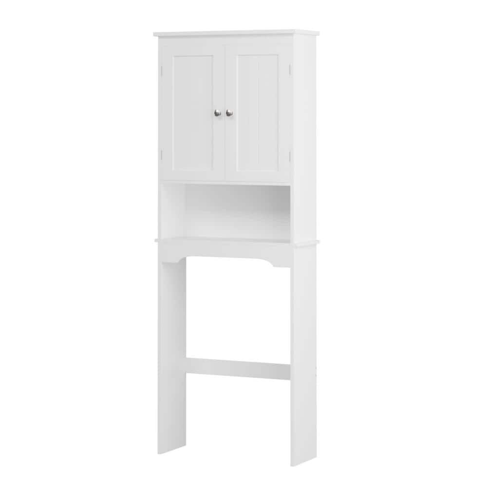 24.80 in. W x 9 in. D x 65.98 in. H Ready to Assemble Over The Toilet Bath Cabinet in White with Shelves - Hercitys